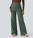 DayStretch High Waisted Tummy Control Wide Leg Baggy Yoga Pants with Pockets - Deep Aquamarine
