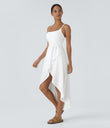 Breezeful™ High Low 2-Piece Pocket Flowy Midi Quick Dry Casual Dress - White