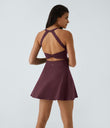 SoftlyZero™ Airy Backless Twisted Flare Low Support Dance Active Dress-Longer Length-Easy Peezy Edition A-D Cups - Fig