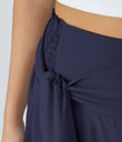 Breezeful™ High Waisted Shirred Tie Front & Back Wide Leg Flowy Quick Dry Casual Pants - Black Diamond Blue