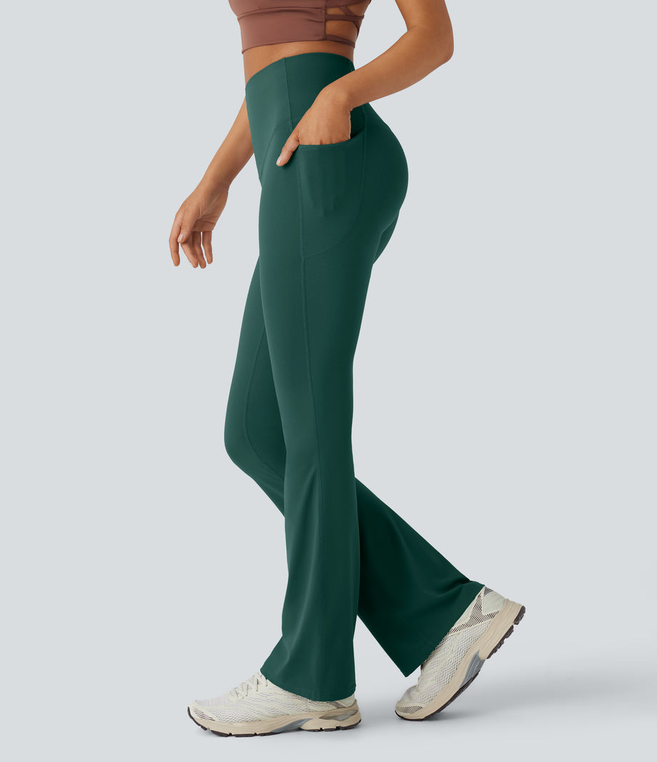 Halara UltraSculpt™ High Waisted Tummy Control Pocket Shaping Yoga Bootcut Leggings - June Bug