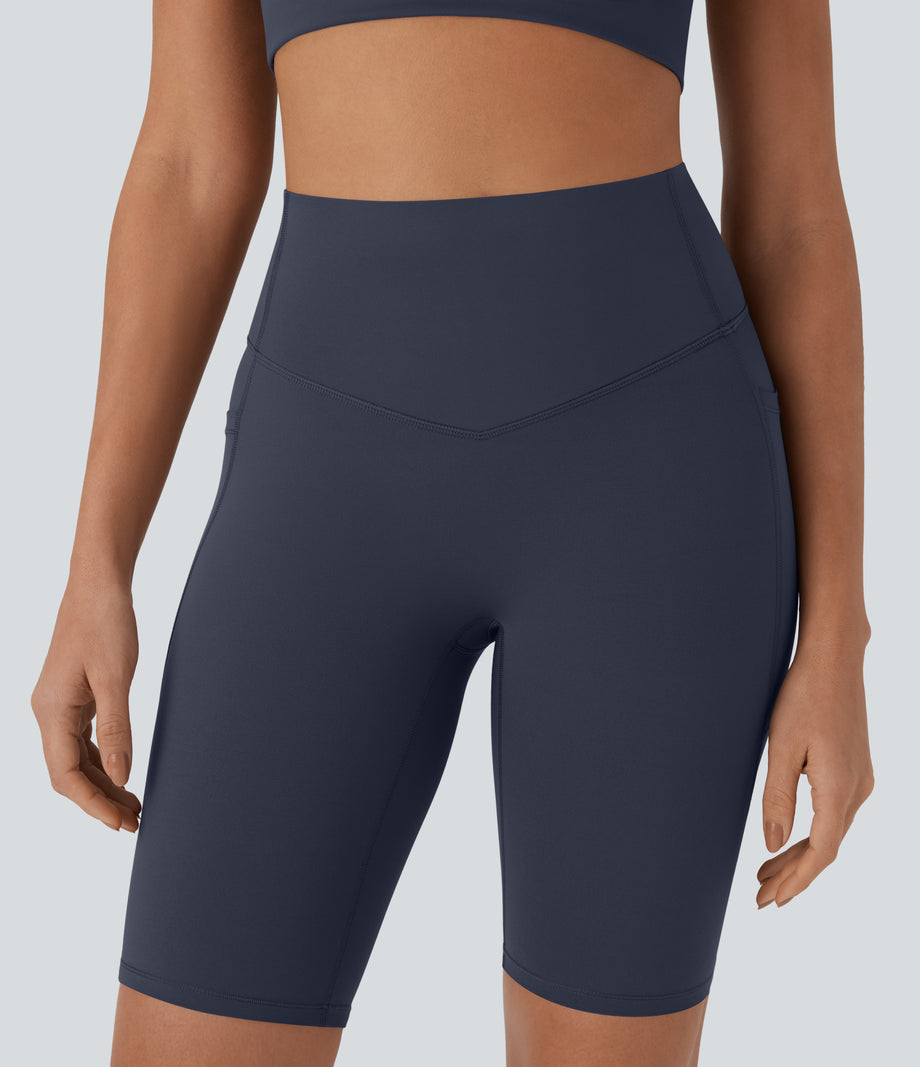 Halara UltraSculpt™ High Waisted Tummy Control Pocket Shaping Training Biker Shorts 9'' - Mood Indigo