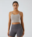 Basic Padded Workout Cropped Low Support Tank Top A-D Cups - Dove