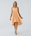 Breezeful™ Backless Racerback Side Pocket High Low Flowy Midi Quick Dry Casual Dress - Peach Orange