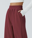 High Waisted Pocket Straight Leg Baggy Mop Corduroy Casual Pants - Burnt Russet