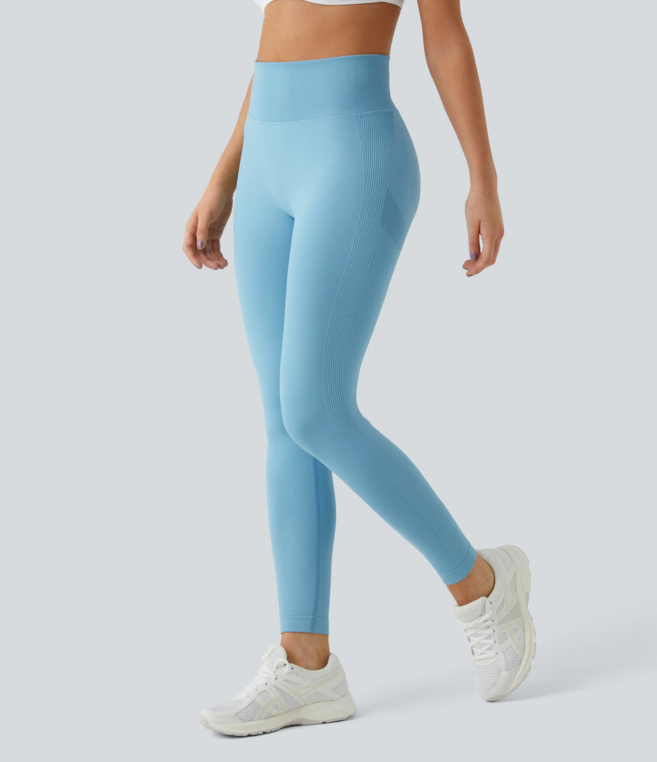 OneForm Seamless Flow High Waisted Booty Scrunch Leggings - Blue Topaz