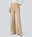 Halara Flex™ High Waisted Body Sculpt Waist-Slimming Pocket Wide Leg Micro Waffle Work Pants - Mellow Buff