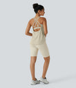 Halara UltraSculpt™ Round Neck Curved Hem Workout Tank Top - Almond Milk