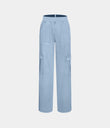 Halara Flex™ Mid Rise Pockets Straight Leg Casual Cargo Jeans - Denim Cyan Blue