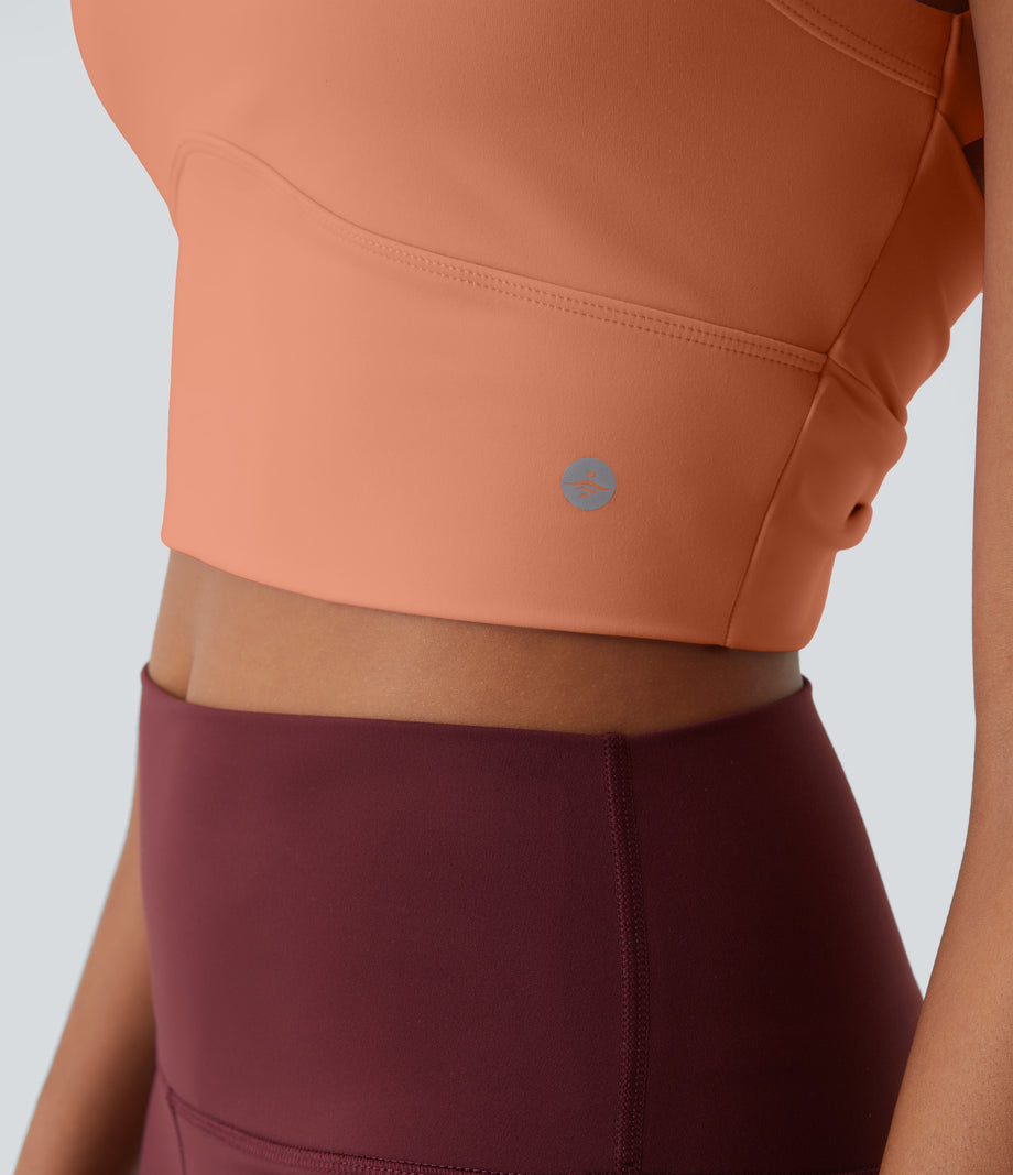 SoftlyZero™ Plush Cut Out Cropped Yoga Tank Top - Sun Baked