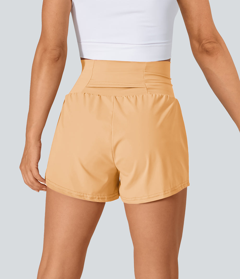 SoftlyZero™ Airy Super High Waisted 2-in-1 Cool Touch Yoga Shorts with Pockets - Sunburst