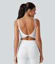 Halara UltraSculpt™ Double Straps Twisted Backless Cropped Yoga Tank Top - White