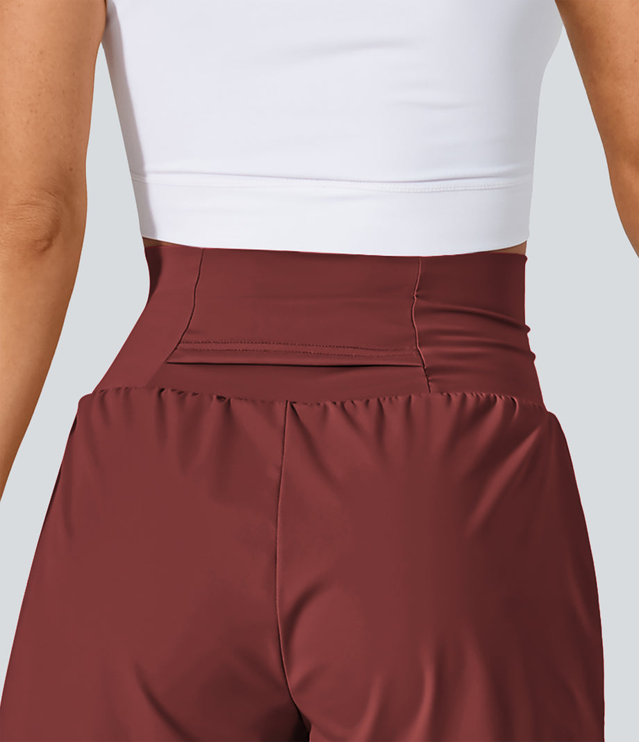 SoftlyZero™ Airy Super High Waisted 2-in-1 Cool Touch Yoga Shorts with Pockets - Madder Brown