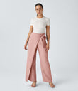 Halara Flex™ High Waisted Tie Side Wide Leg Work Pants - Frost Peach Pink