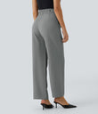 Halara Flex™ High Waisted Zipper Pocket Shirred Straight Leg Work Pants - Mockingbird