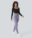 SoftlyZero™ Plush High Waisted Drawstring Pocket Plain Full Length Joggers - Silver Bullet