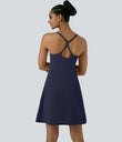 SoftlyZero™ Airy Cut Out 2-in-1 Pocket Cool Touch Longer Active Dress-UPF50+ - Peacoat