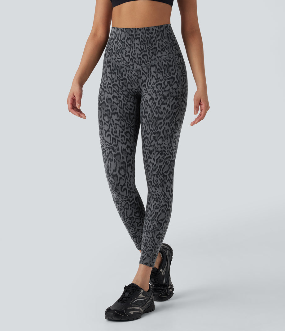 Halara UltraSculpt™ Leopard Print High Waisted Tummy Control Yoga Leggings with Pockets - Shadow Leopard