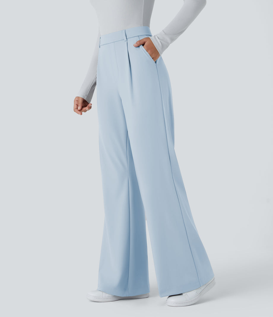 Halara Flex™ DayStretch High Waisted Pocket Work Flare Pants - Baby Blue
