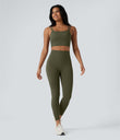 Halara UltraSculpt™ Double Straps Twisted Backless Cropped Yoga Tank Top - Grass Grey Green
