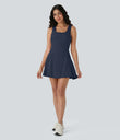 SoftlyZero™ Airy U Neck 2-in-1 Pocket Mini Cool Touch Dance Active Dress - Mood Indigo