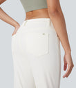 Halara Flex™ Low Rise Zipper Pockets Washed Casual Bootcut Jeans - Beige Denim
