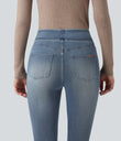 Halara Flex™ High Waisted Pockets Washed Casual Bootcut Jeans - Sunset Blue Denim