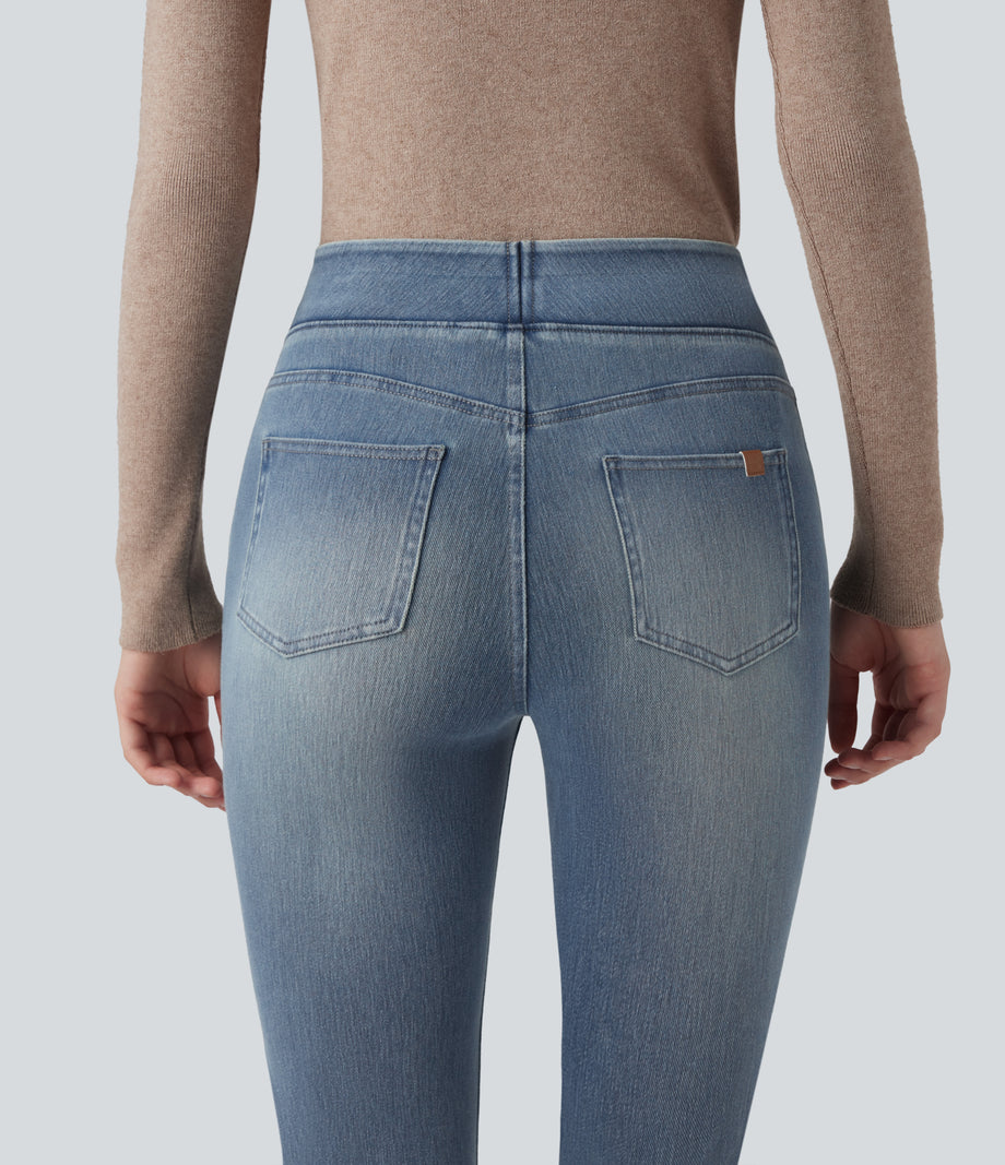 Halara Flex™ High Waisted Pockets Washed Casual Bootcut Jeans - Sunset Blue Denim