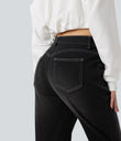 Halara Flex™ High Waisted Rolled Hem Casual Slim Jeans with Pockets - Phantom Denim