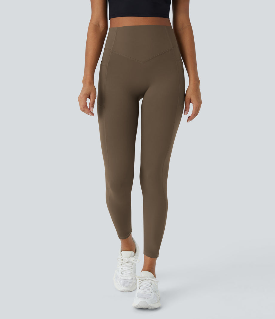Halara UltraSculpt™ High Waisted Scrunch Butt Lifting Tummy Control Pocket Shaping Training Leggings - Thick Earthy Brown