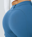 DayStretch High Waisted Zipper Pockets Solid Skinny Cargo Pants - Gloomy Blue