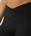 SoftlyZero™ High Waisted Crossover Contrast Lace Pocket Yoga Leggings-UPF50+ - Black