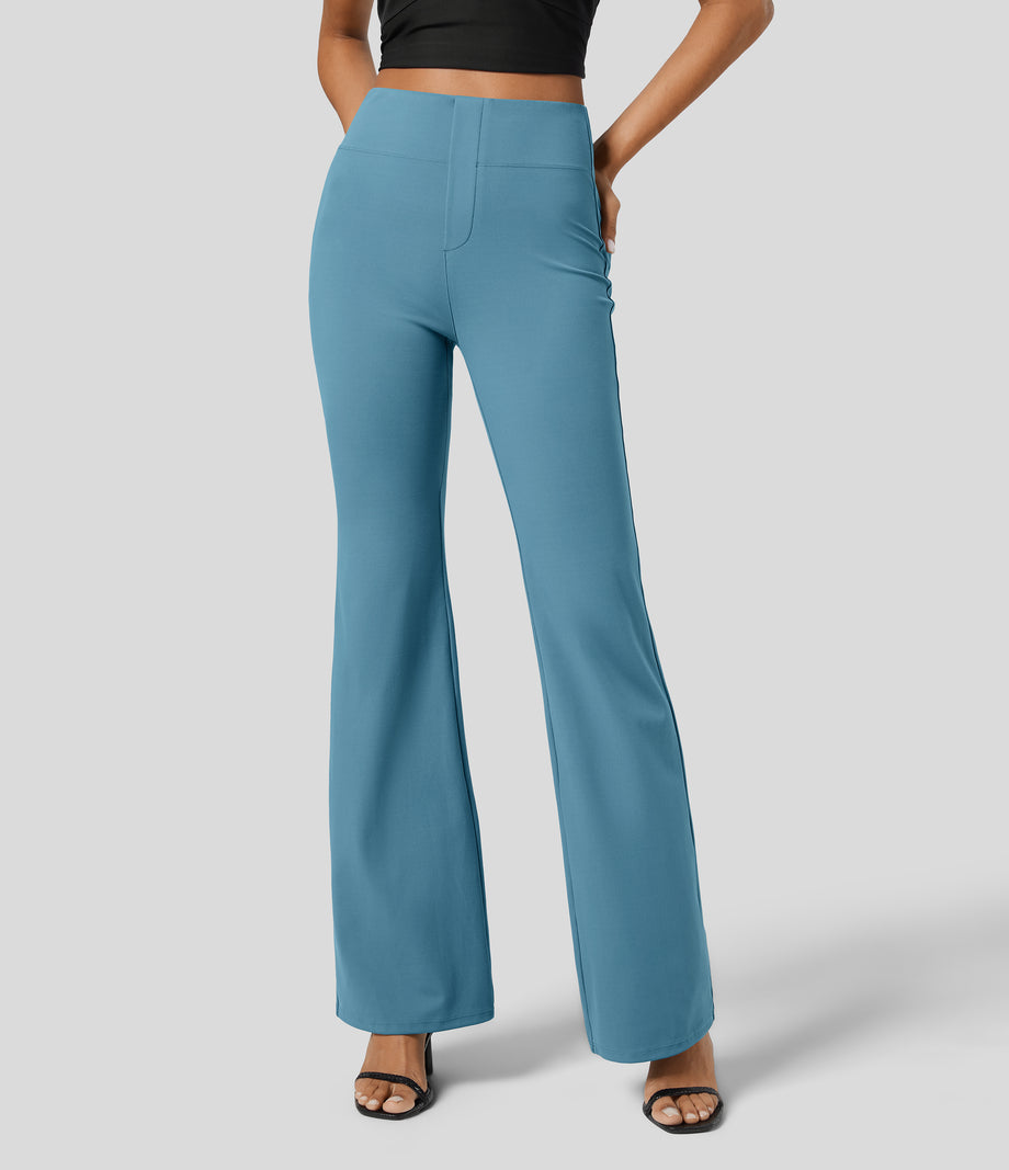 Halara Flex™ High Waisted Back Side Pocket Slight Flare Work Pants - Blue Heaven