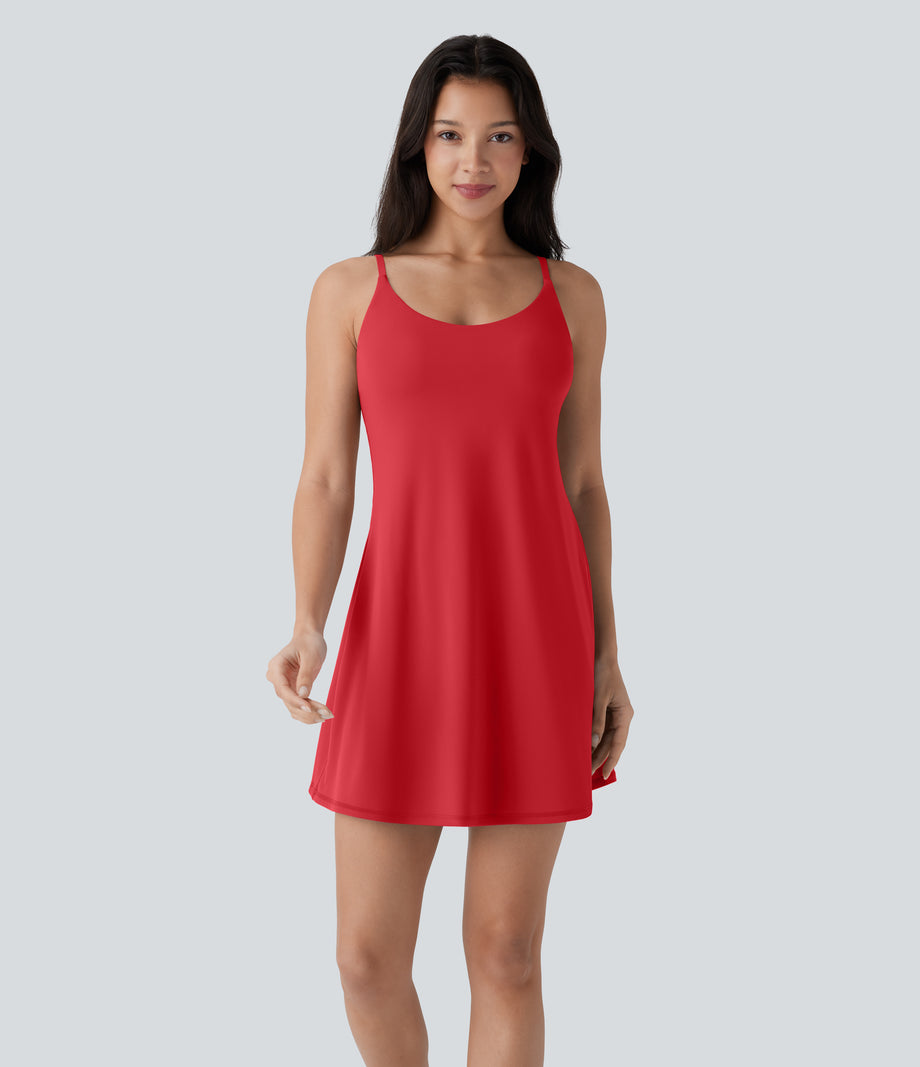 SoftlyZero™ Plush Molded Cups Low Support Dance Active Dress-Easy Peezy Edition A-D Cups - Mars Red
