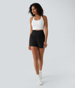 High Waisted Crossover Pocket 2-in-1 Casual Shorts - Black