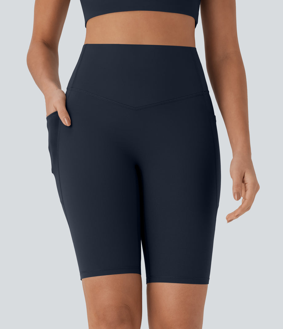 Halara UltraSculpt™ High Waisted Tummy Control Pocket Shaping Training Biker Shorts 9'' - Carbon