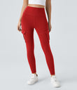 DayStretch High Waisted Cargo Pocket Skinny Yoga Leggings - Valiant Poppy