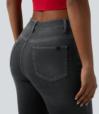 Halara Flex™ High Waisted Pockets Washed Casual Bootcut Jeans - Iron Gate Denim