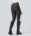 High Waisted Sheen 7/8 Leggings with Pockets - Black Oyster