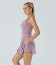 Backless Twisted Active Dress - Pink Purple