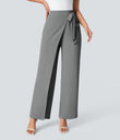 Halara Flex™ High Waisted Tie Side Wide Leg Work Pants - Gunpowder Grey