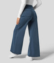 Halara Flex™ High Waisted Pockets Wide Leg Loose Work Jeans - Washed Denim Bleached Blue