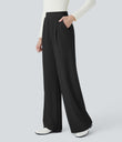 Halara Flex™ High Waisted Body Sculpt Waist-Slimming Pocket Wide Leg Micro Waffle Work Pants - Black