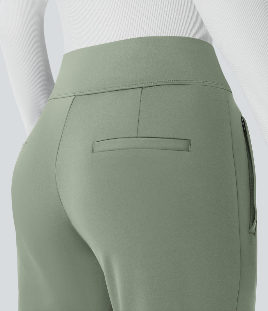 Halara Flex™ DayStretch Mid Rise Side Zipper Pocket Work Flare Pants - Asparagus