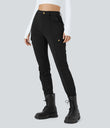 DayStretch High Waisted Zipper Pockets Solid Skinny Cargo Pants - Black