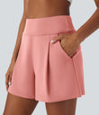 DayStretch High Waisted Work Baggy Shorts 4'' with Pockets - Candy Pink