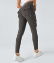 DayStretch High Waisted Cargo Pocket Skinny Yoga Leggings - Deep Red Grey