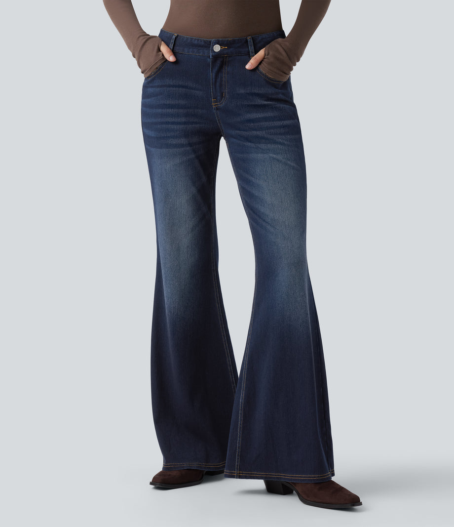 Halara Flex™ Low Rise Flare Washed Casual Jeans with Pockets - Inkling  Blue Denim