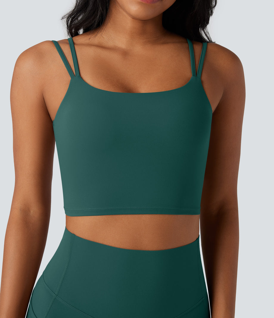 Halara UltraSculpt™ Double Straps Twisted Backless Cropped Yoga Tank Top - June Bug