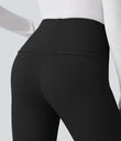 High Waisted Tummy Control Decorative Back Zipper Pockets Herringbone Work Leggings - Black